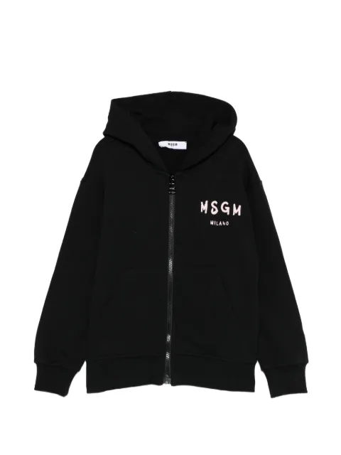 MSGM Kids logo zip hooded sweatshirt