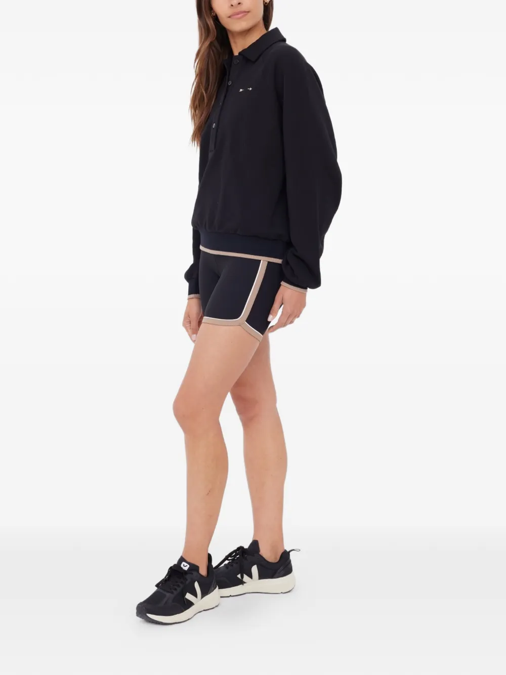 The Upside Elle button-up poloshirt Zwart