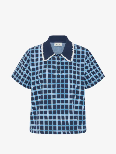 The Upside Clubhouse Dom checked crochet-trim polo shirt