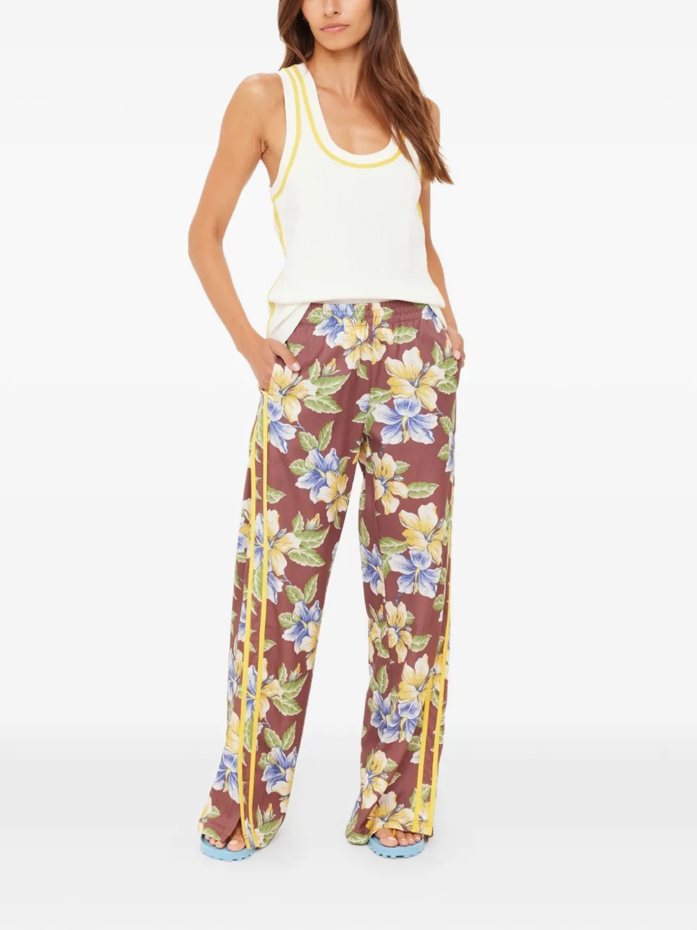 The Upside Isla Juliet trainingsbroek met zijstreep en bloemenprint Bruin