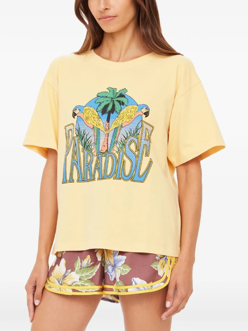The Upside T-shirt met print Geel