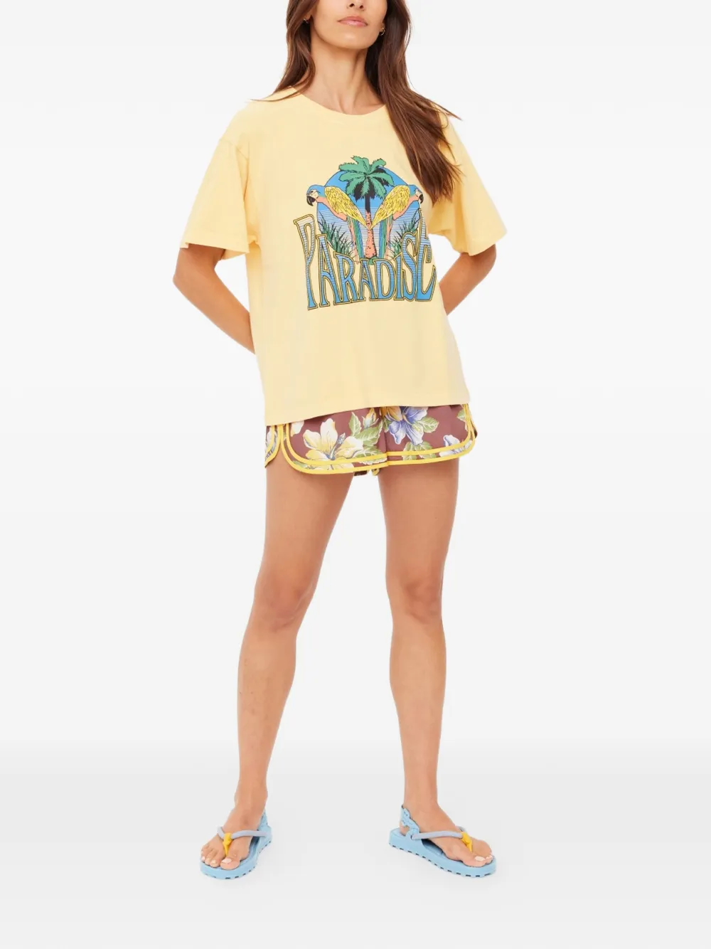 The Upside T-shirt met print Geel