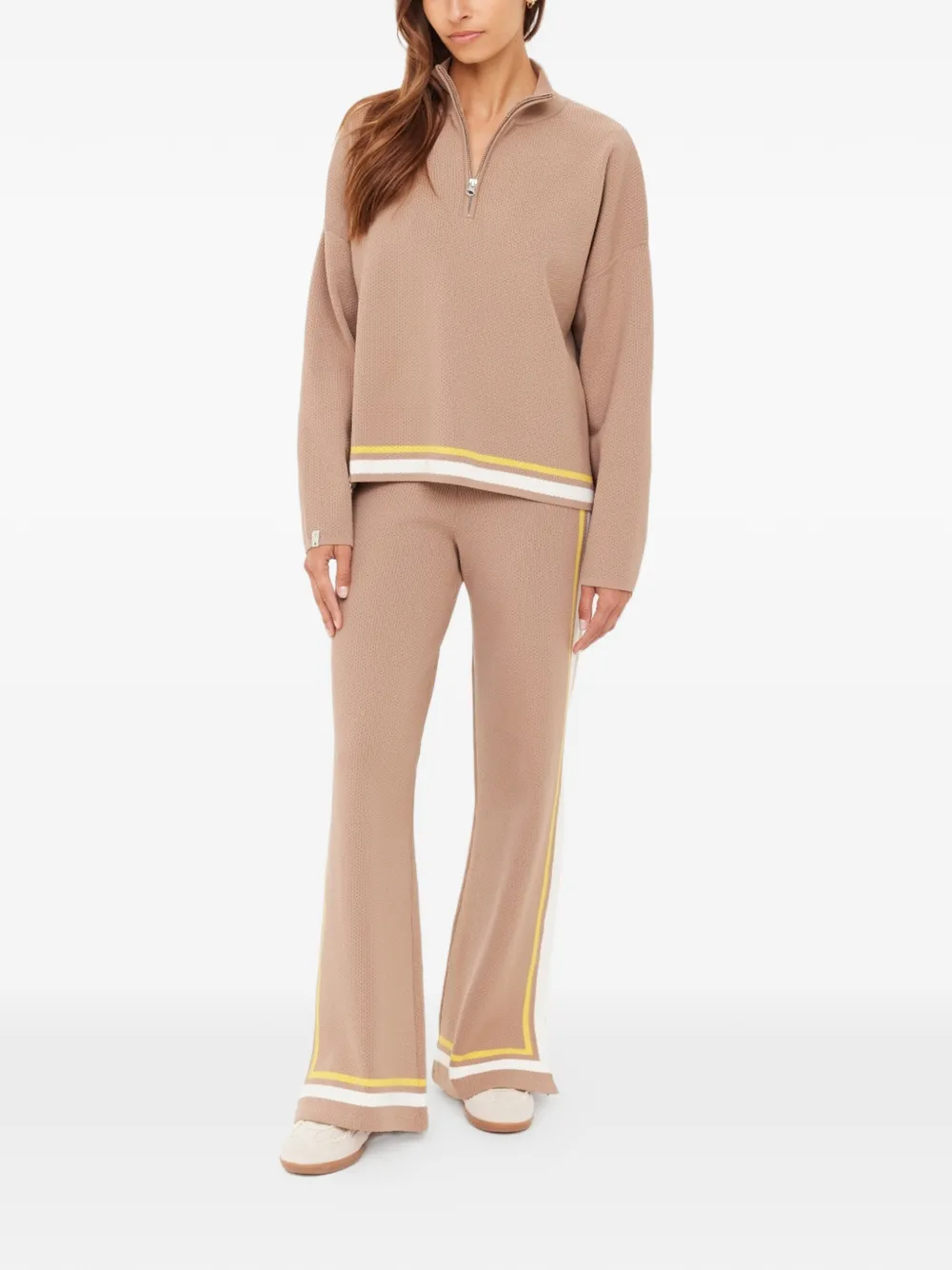 The Upside Veneto Carter trui met halve rits Beige