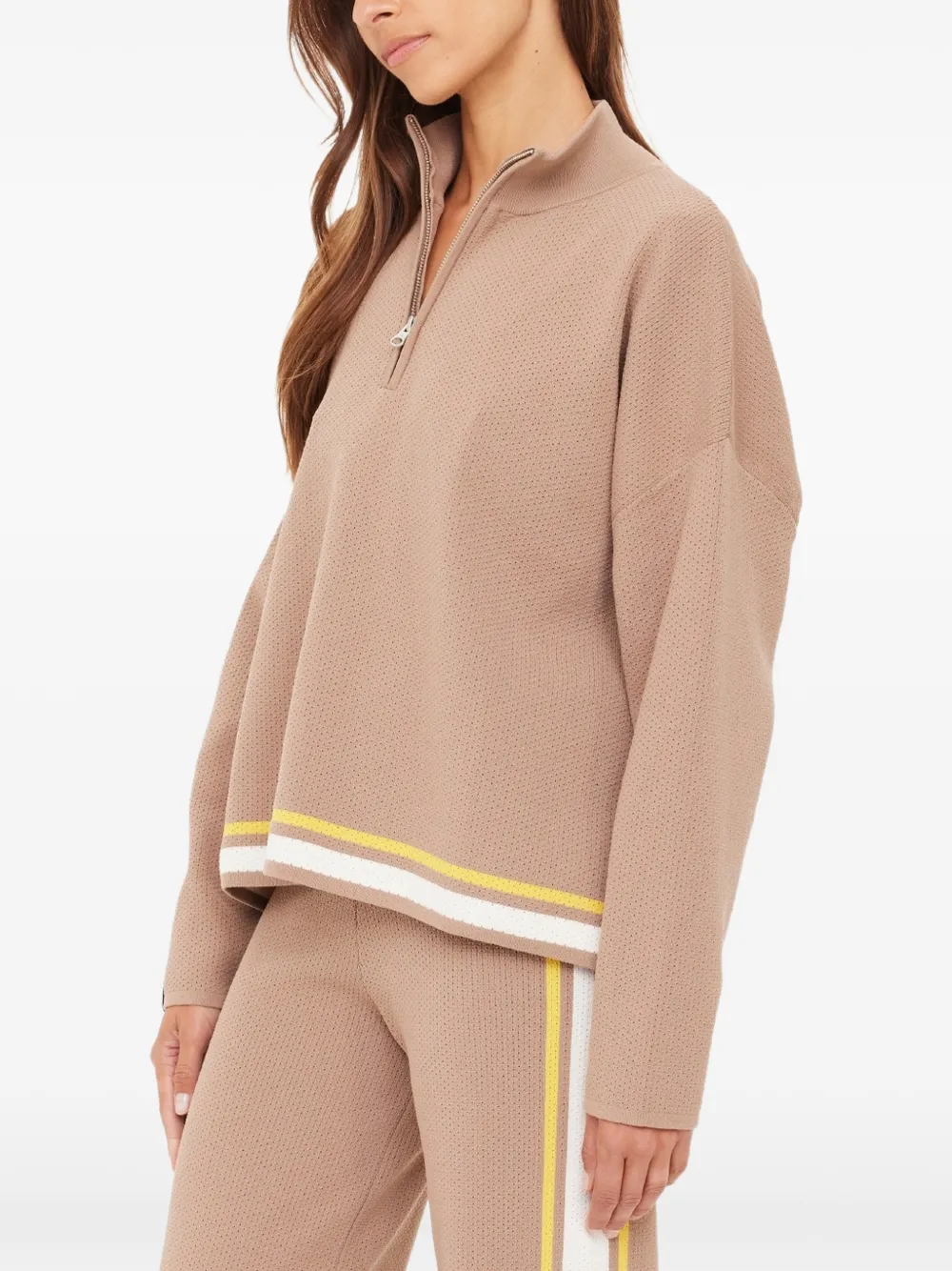 The Upside Veneto Carter trui met halve rits Beige
