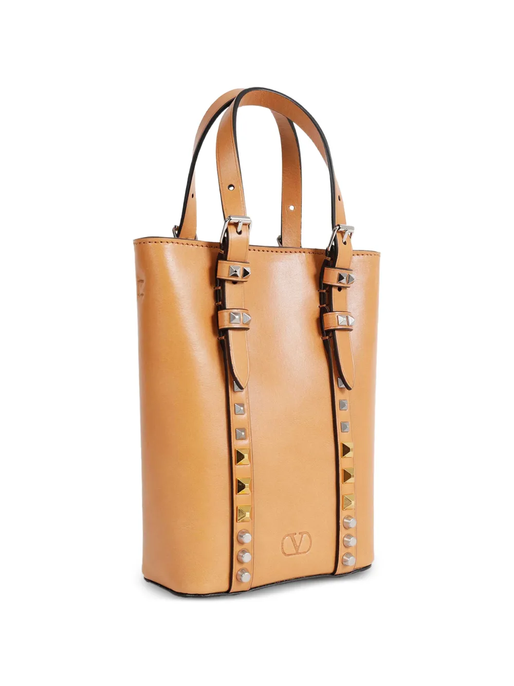 Valentino Garavani Rockstud mini bucket-tas Beige
