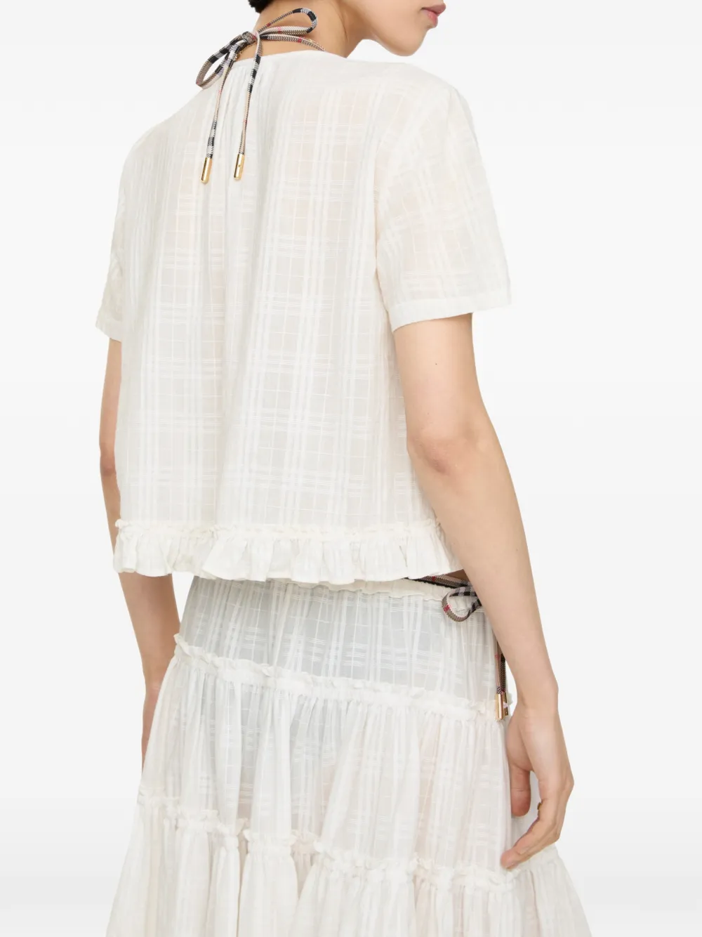 Burberry Geruite katoenen voile blouse Beige
