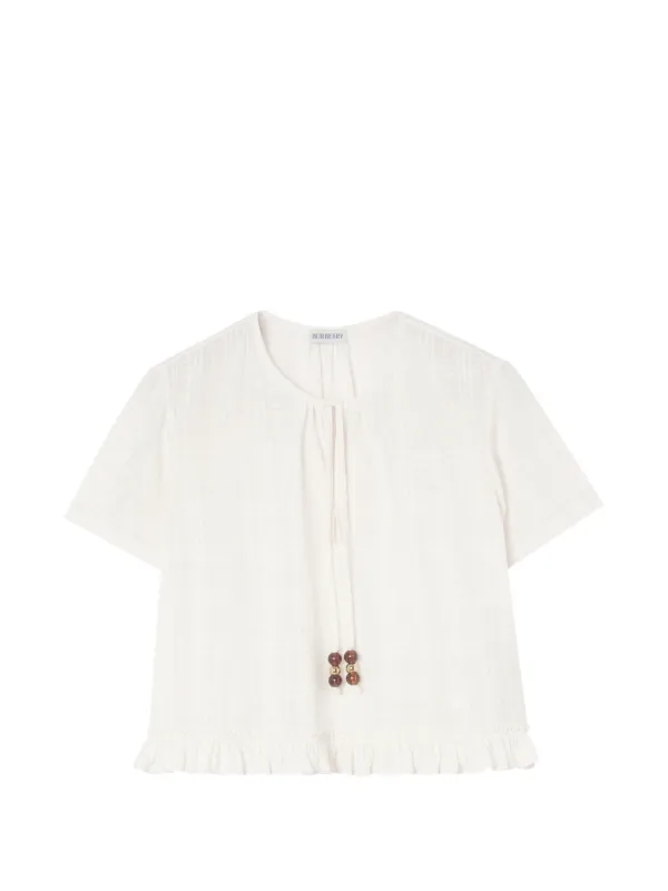 Burberry Check Cotton Voile Blouse in Neutrals