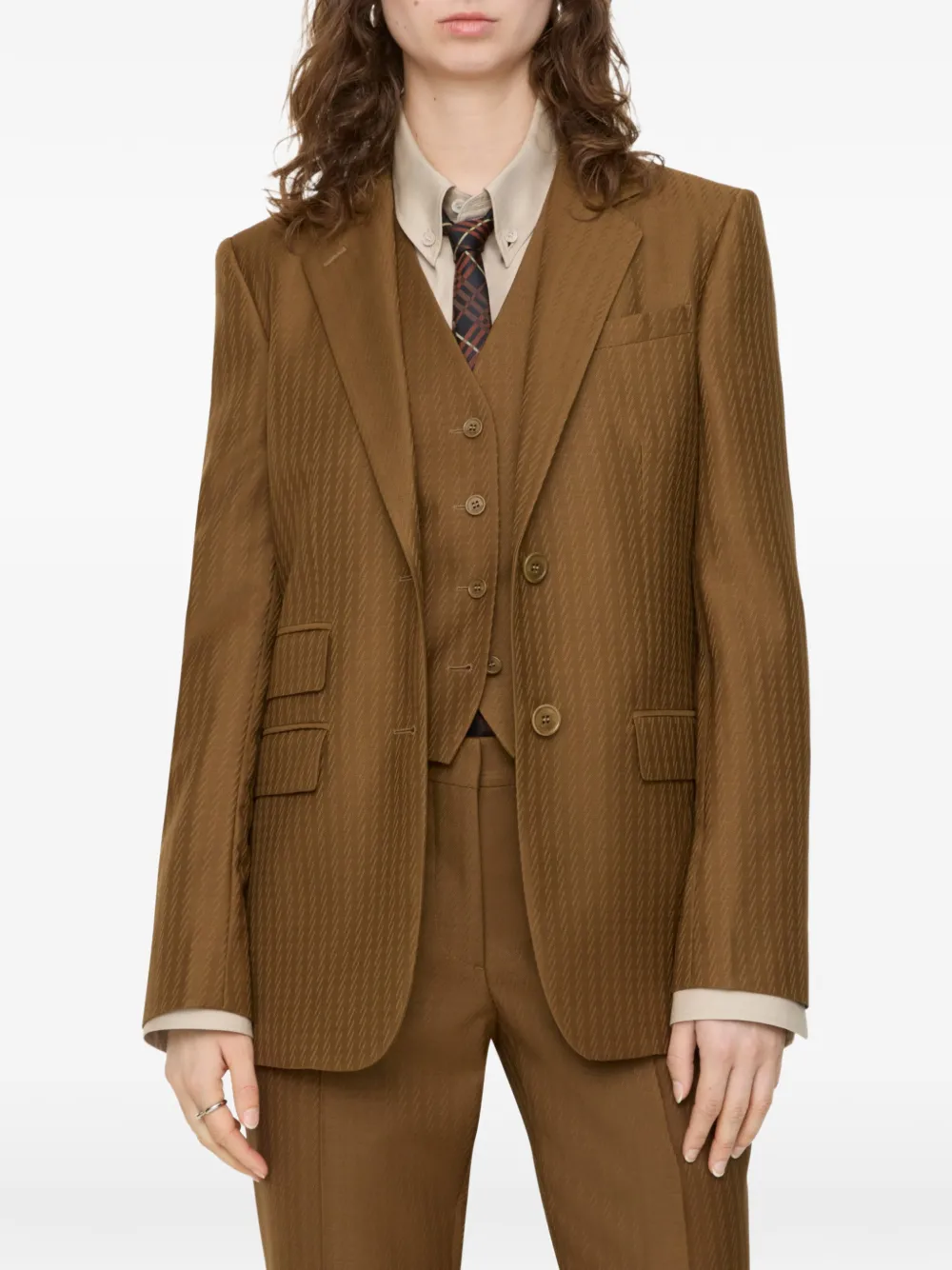 Burberry Blazer met enkele rij knopen Bruin