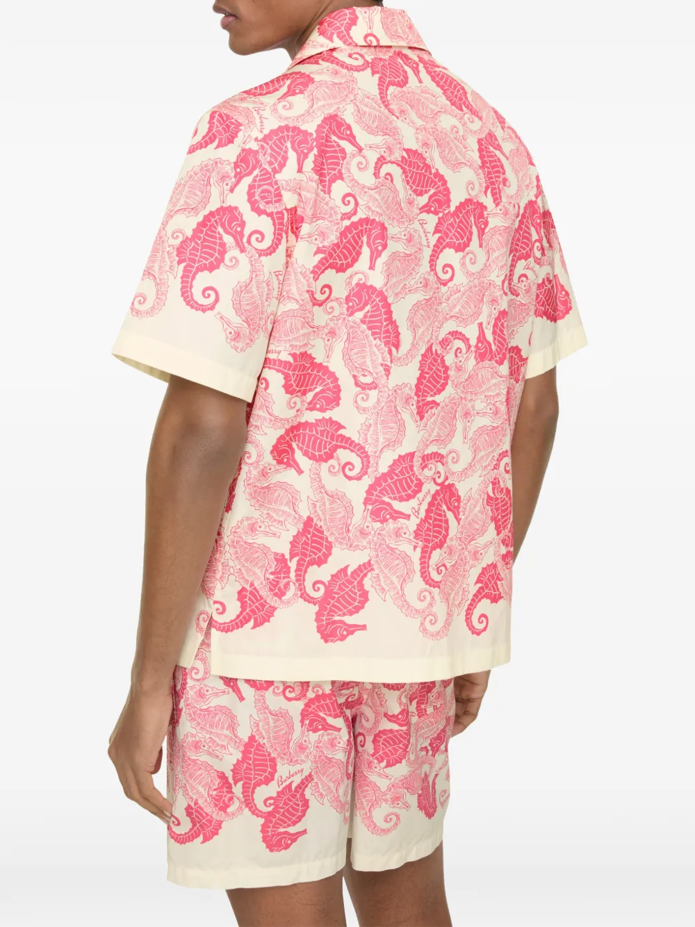 Burberry Ruimvallend katoenen overhemd met zeepaardprint Roze