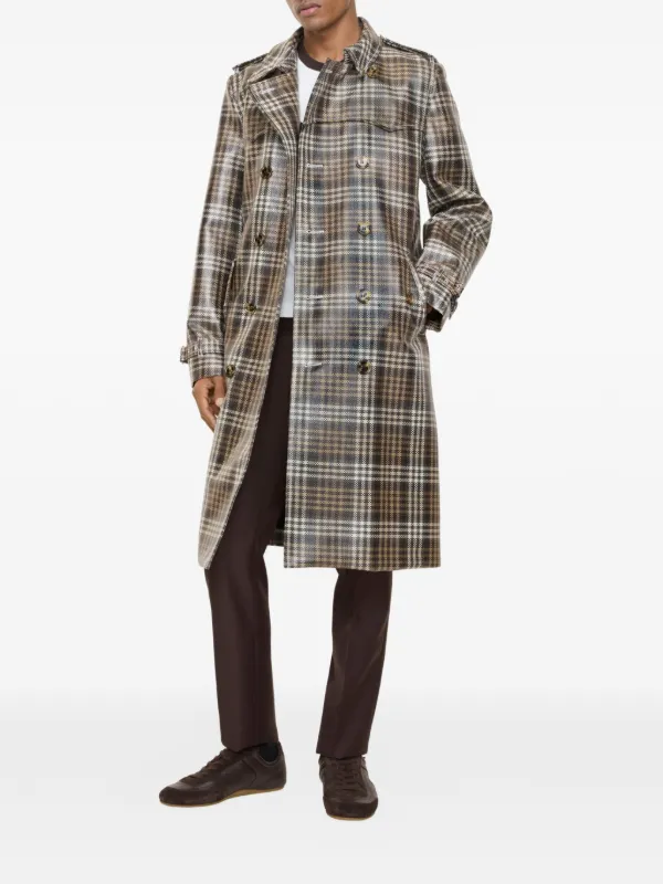 ✨高級✨Burberry London コート　フォックスファー　シャドーホース Burberry Trench Coat Foxfield Xadrez Com Efeito De Ráfia | Marrom