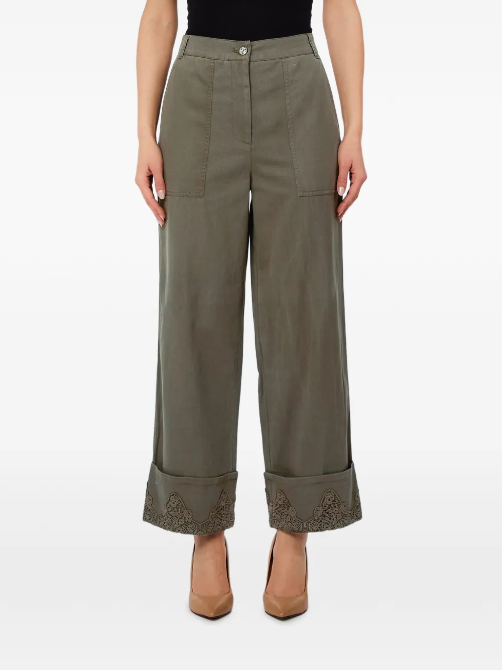 LIU JO pocket cuffed trousers - Grün