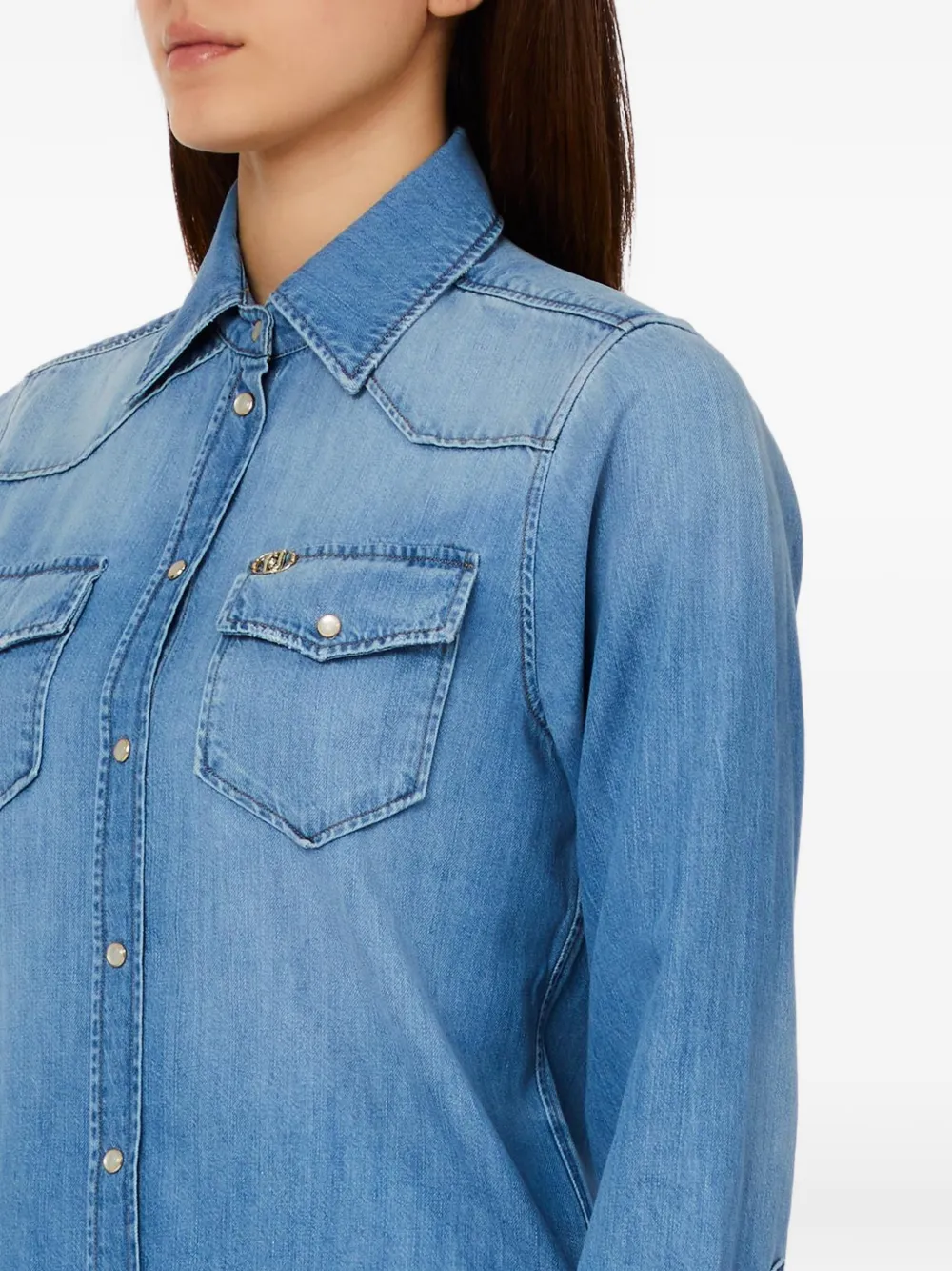 LIU JO Denim overhemd met knoop Blauw