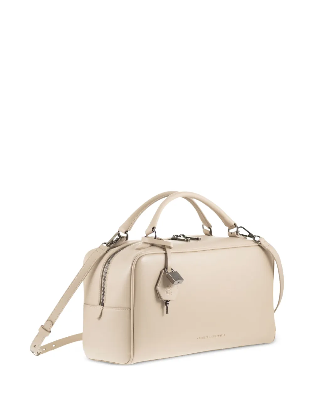  Brunello Cucinelli Padlock Explorer Leather Tote - Neutrals 