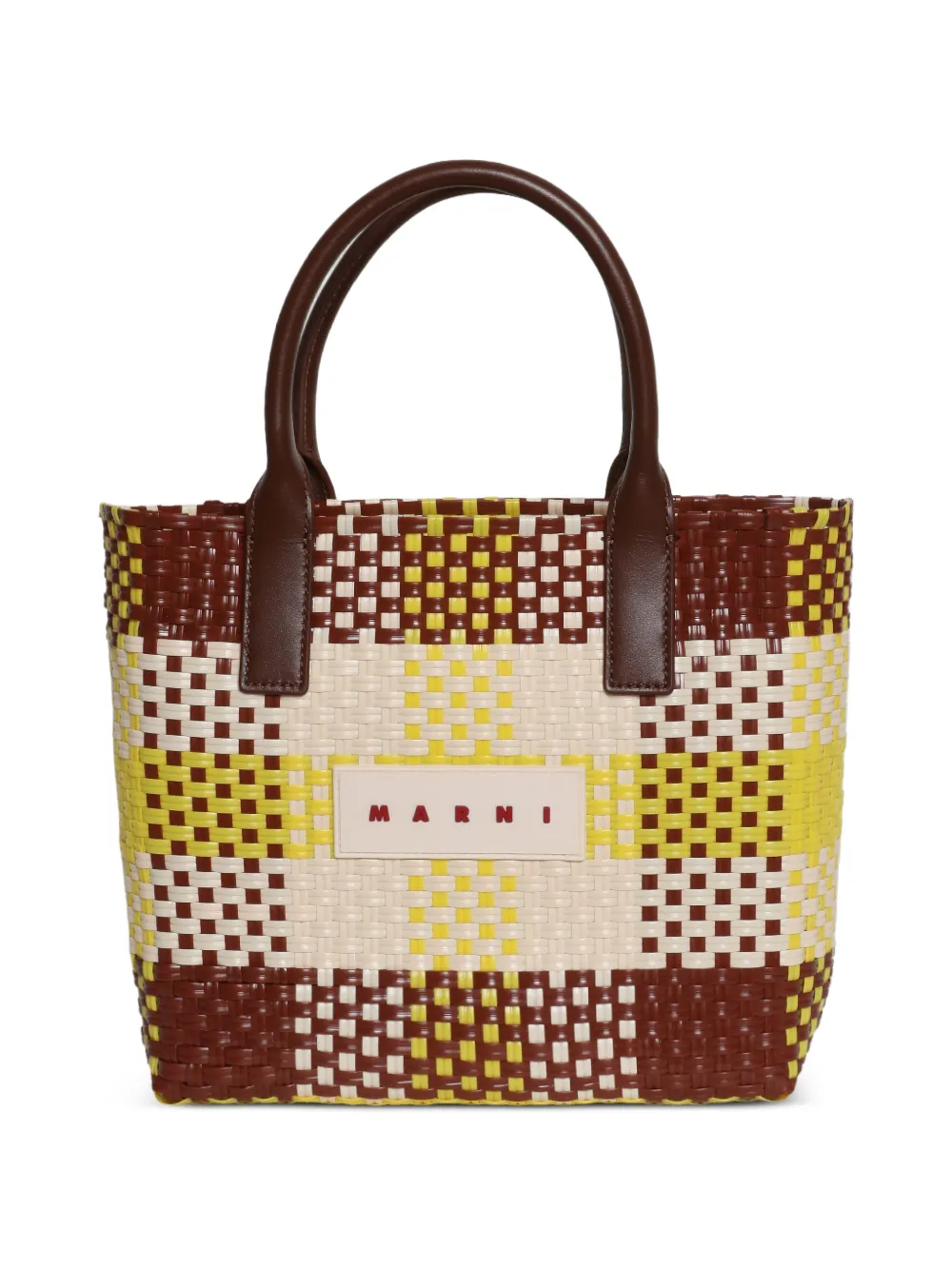 Marni woven top-handle tote bag - Marrone