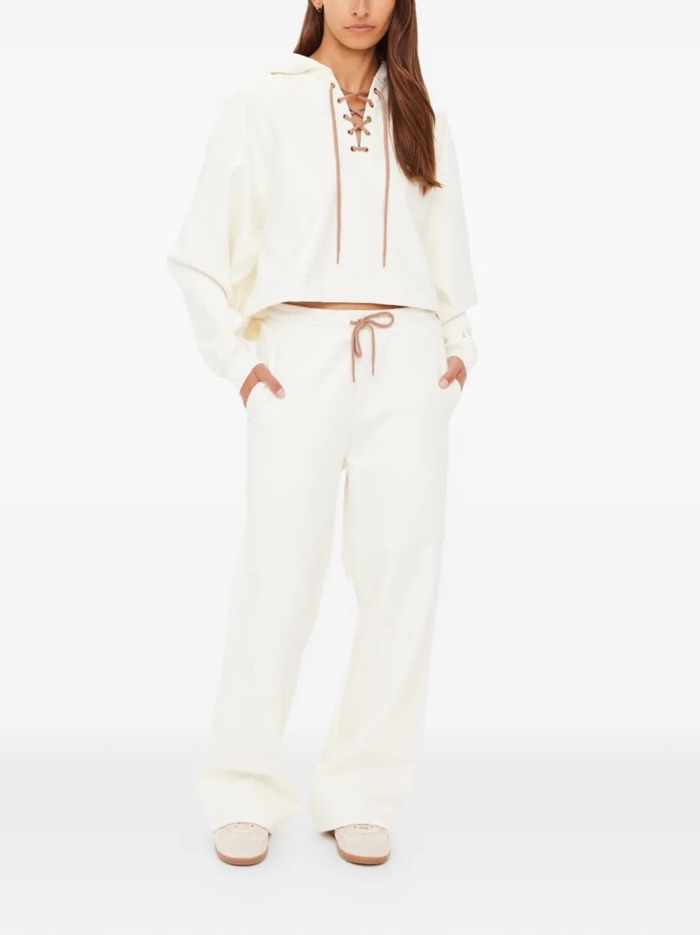 The Upside Arkana Priah hoodie met veters Beige