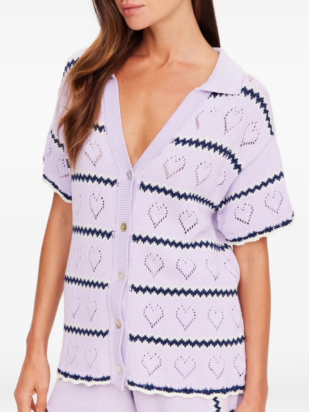 The Upside Amara Amayah gebreide blouse met hart Paars