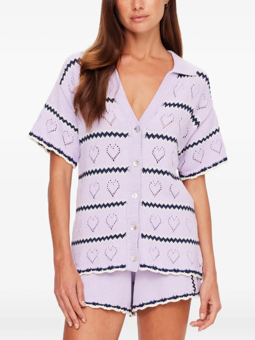 The Upside Gestricktes Amara Amayah Hemd mit Herz - Violett