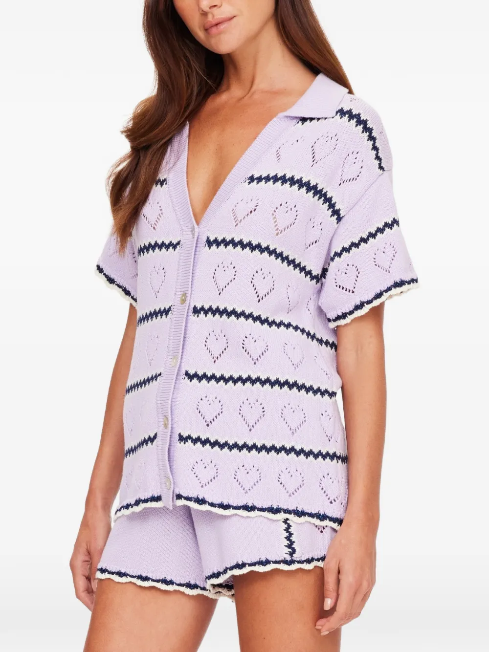 The Upside Amara Amayah gebreide blouse met hart Paars