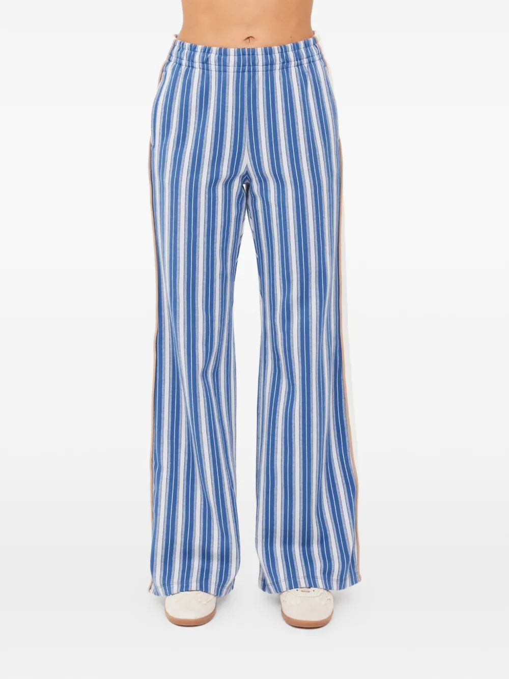 The Upside Palmas Marnie gestreepte trainingsbroek met wijde pijpen Blauw
