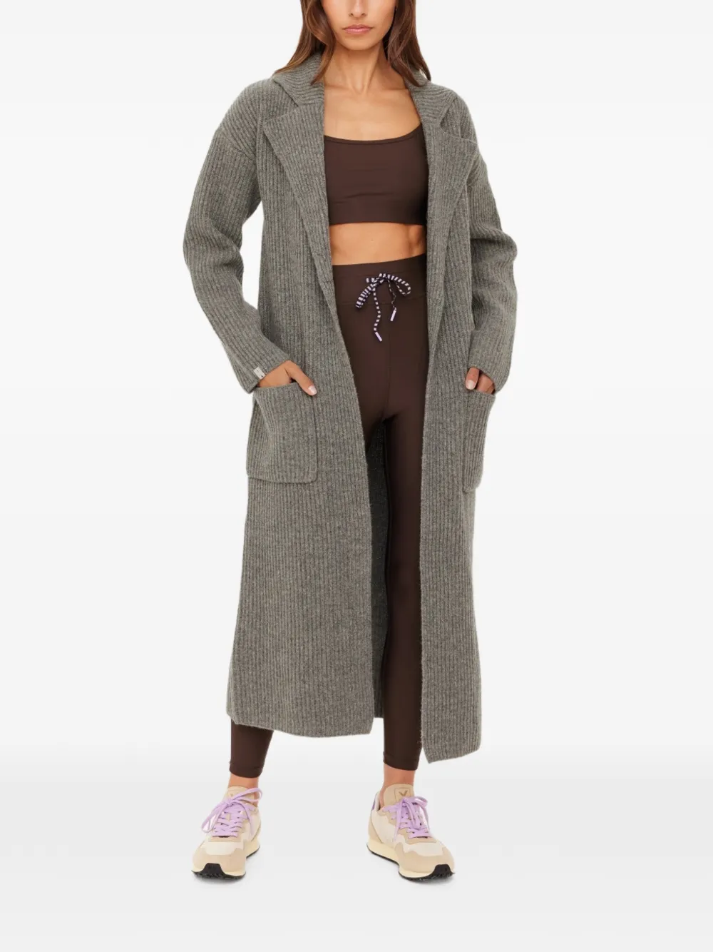 The Upside Ribbed-knit Wool Coat in Grey, view 2