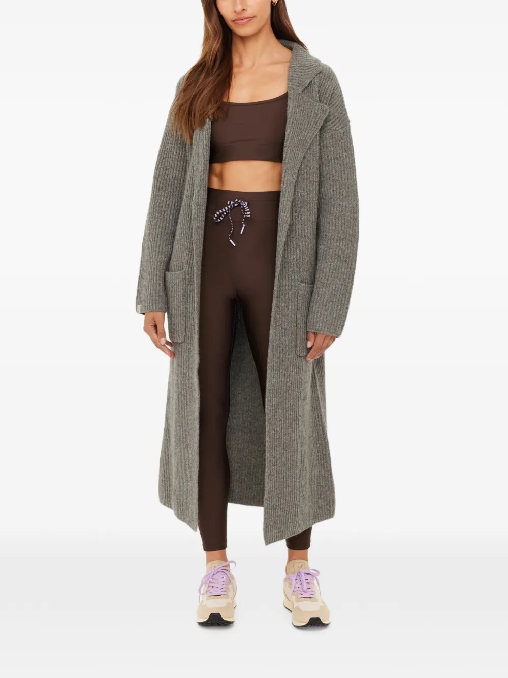The Upside Ribbed-knit Wool Coat in Grey, view 3