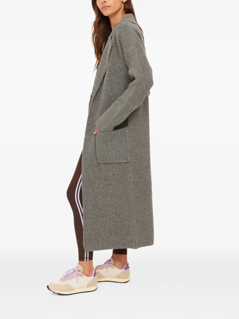 The Upside Ribbed-knit Wool Coat in Grey, view 4