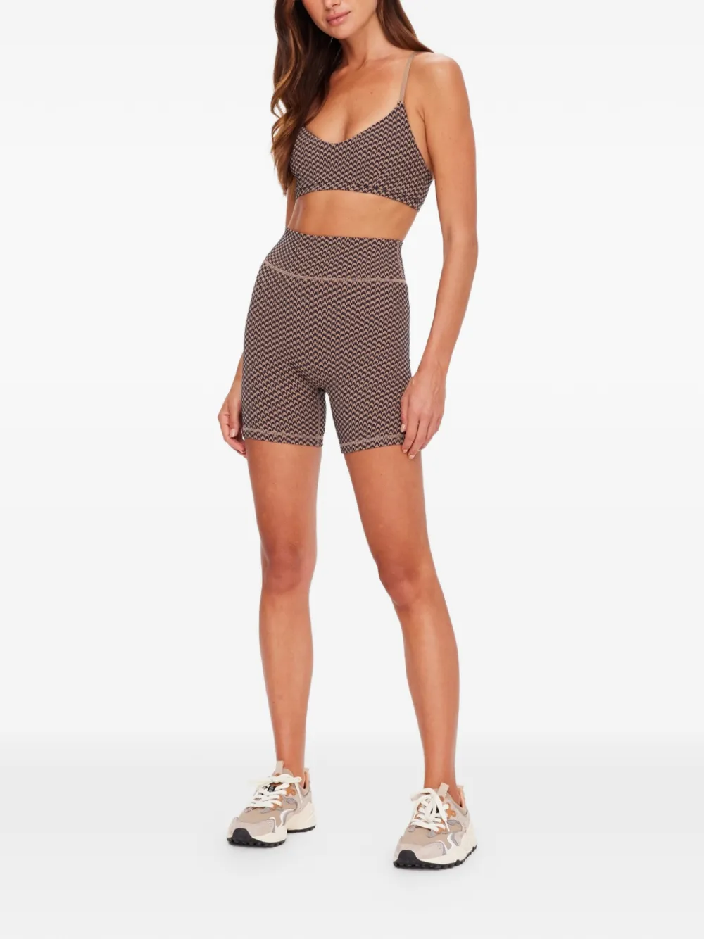 The Upside Zoe sport-bh met pied-de-poule print Bruin