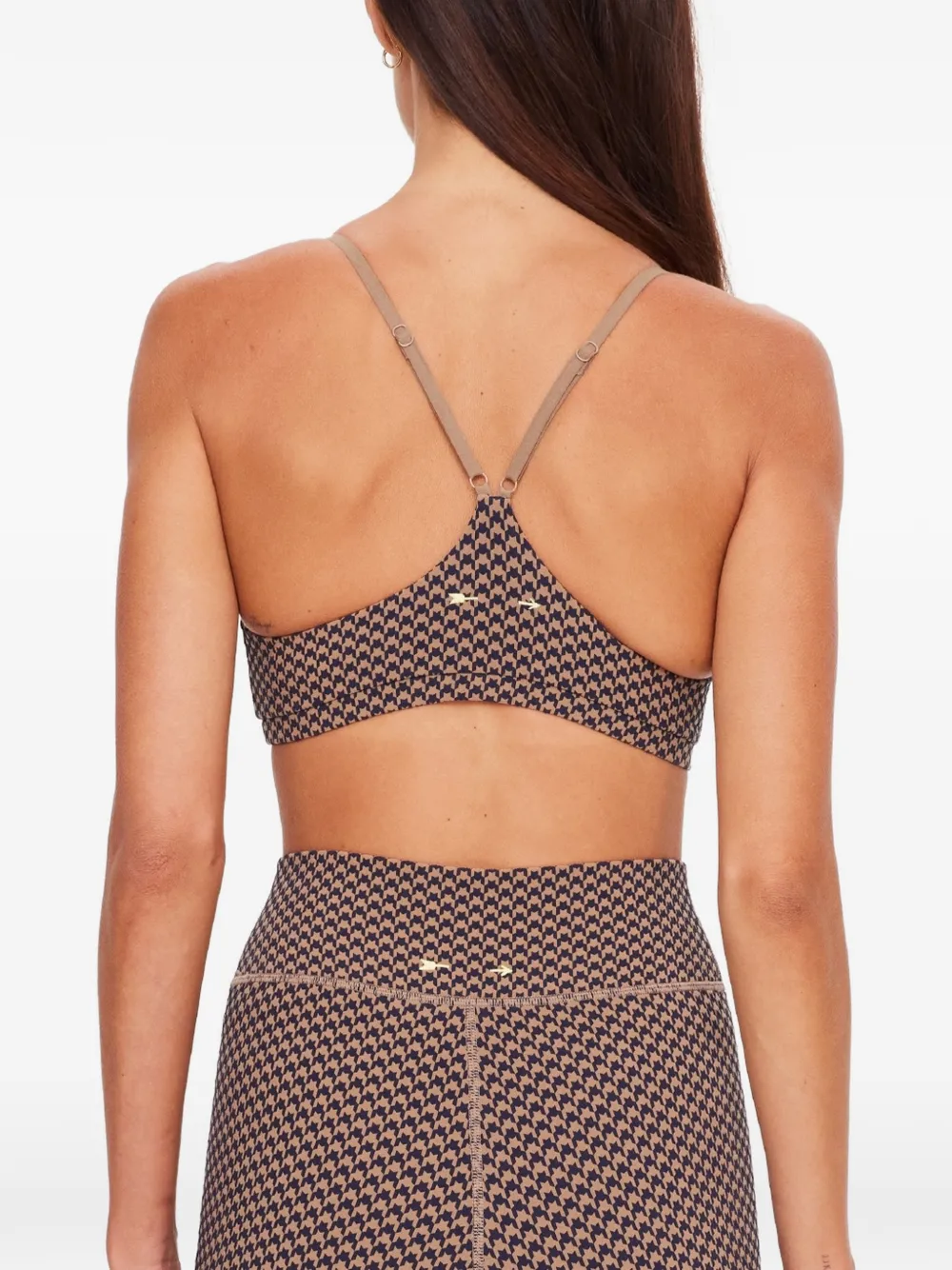 The Upside Zoe sport-bh met pied-de-poule print Bruin