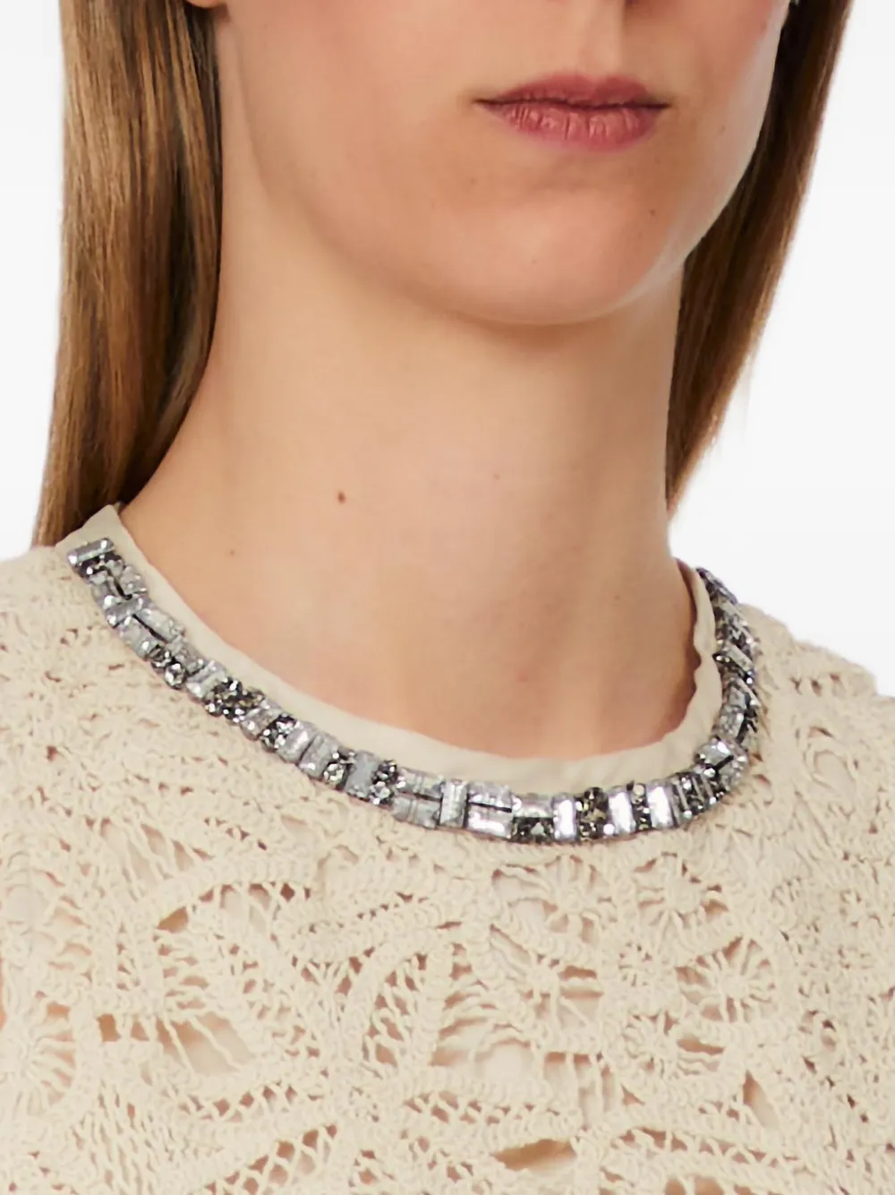  Liu Jo Embellished Lace Top - Neutrals 