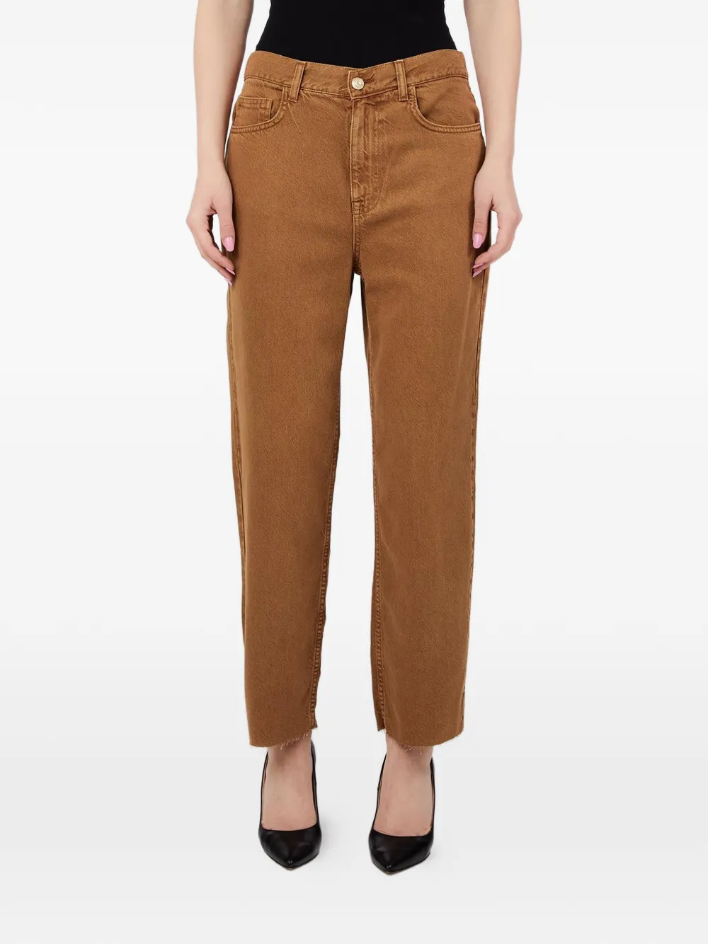 LIU JO raw-hem trousers - Marrone