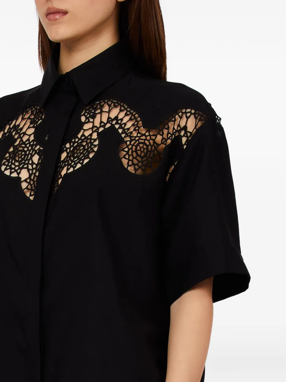  Liu Jo Openwork Embroidery Shirt - Black 
