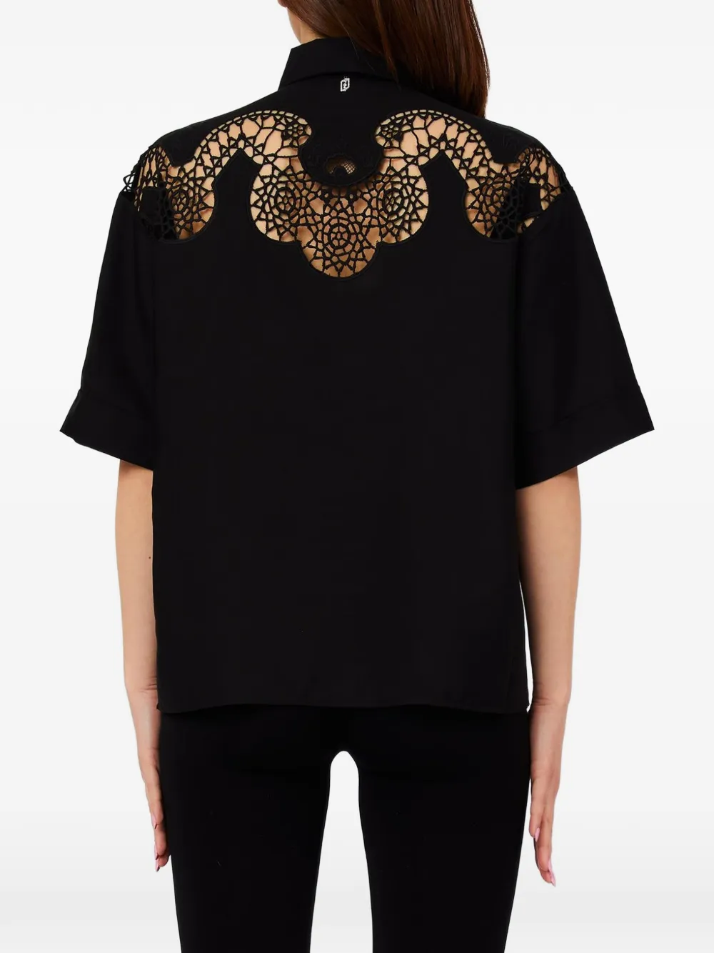 Liu Jo Openwork Embroidery Shirt - Black 