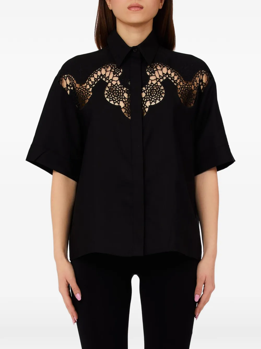 LIU JO openwork embroidery shirt - Nero