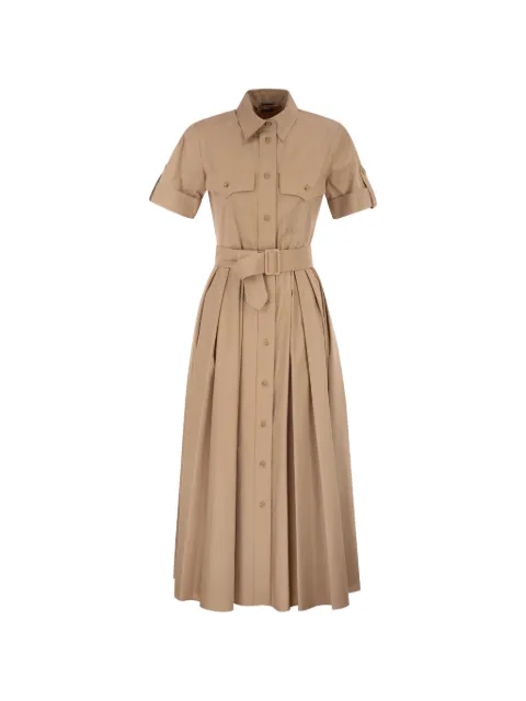 Fay flap-pocket belted midi shirt dress