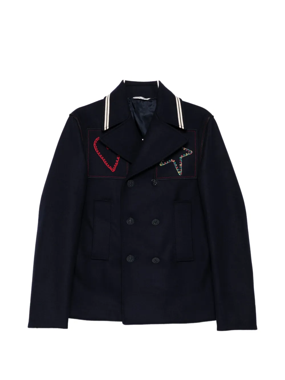 Valentino Garavani double-breasted embroidered jacket - Blau