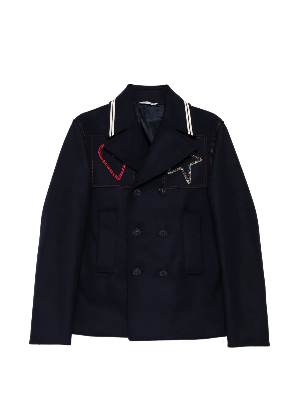 Valentino Garavani double-breasted embroidered jacket - Blu