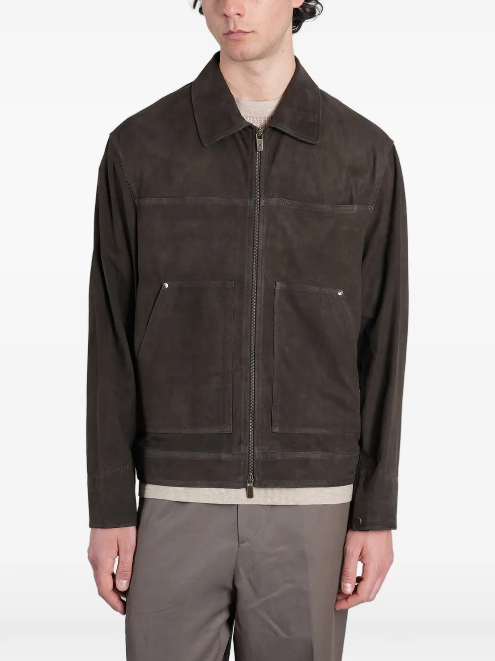 Salvatore Santoro suede zip-up jacket - Marrone