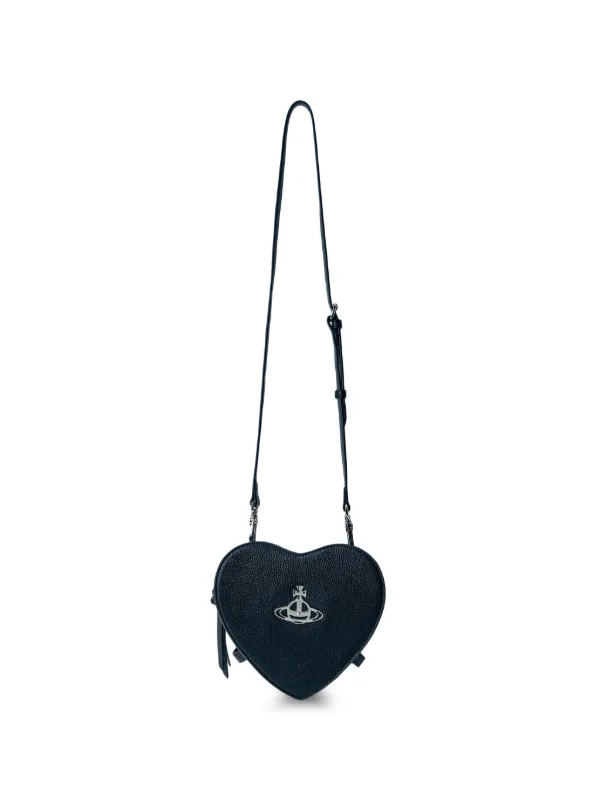 Vivienne Westwood Louise Heart Textured Crossbody Bag in Black