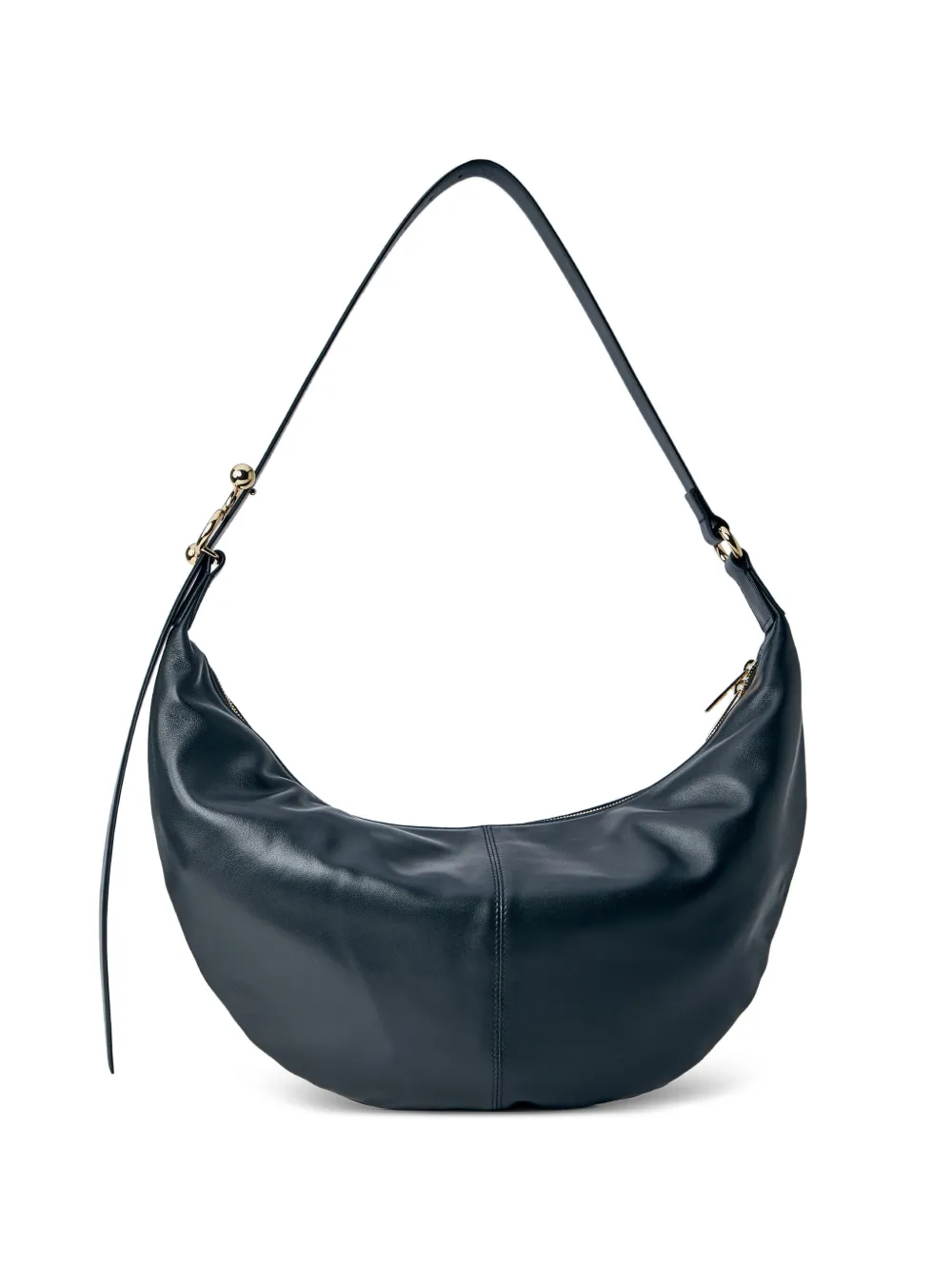  Sportmax Bruno Curved Adjustable-strap Leather Shoulder Bag - Black 