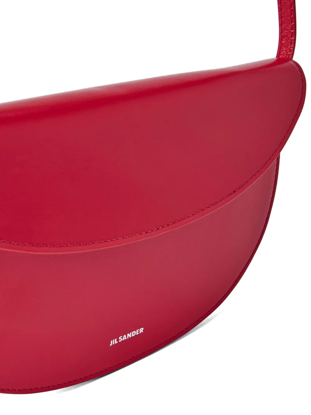 Jil Sander Medium Coin leren schoudertas met gewelfde omslag Rood
