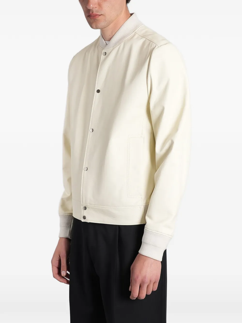 Salvatore Santoro Leren bomberjack Beige