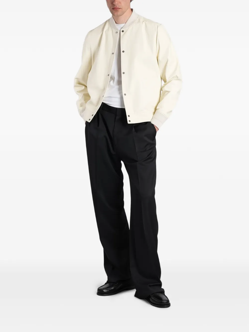 Salvatore Santoro Leren bomberjack Beige
