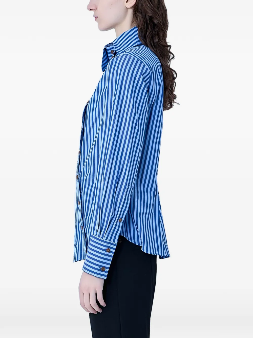 Vivienne Westwood Bella gestreepte blouse met asymmetrische sluiting Blauw