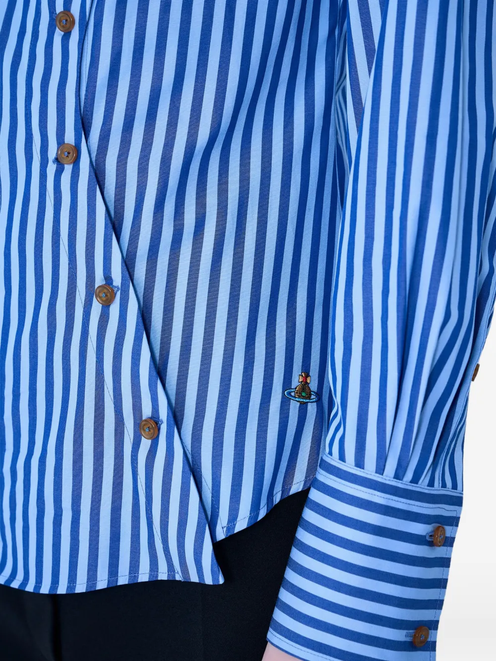 Vivienne Westwood Bella gestreepte blouse met asymmetrische sluiting Blauw