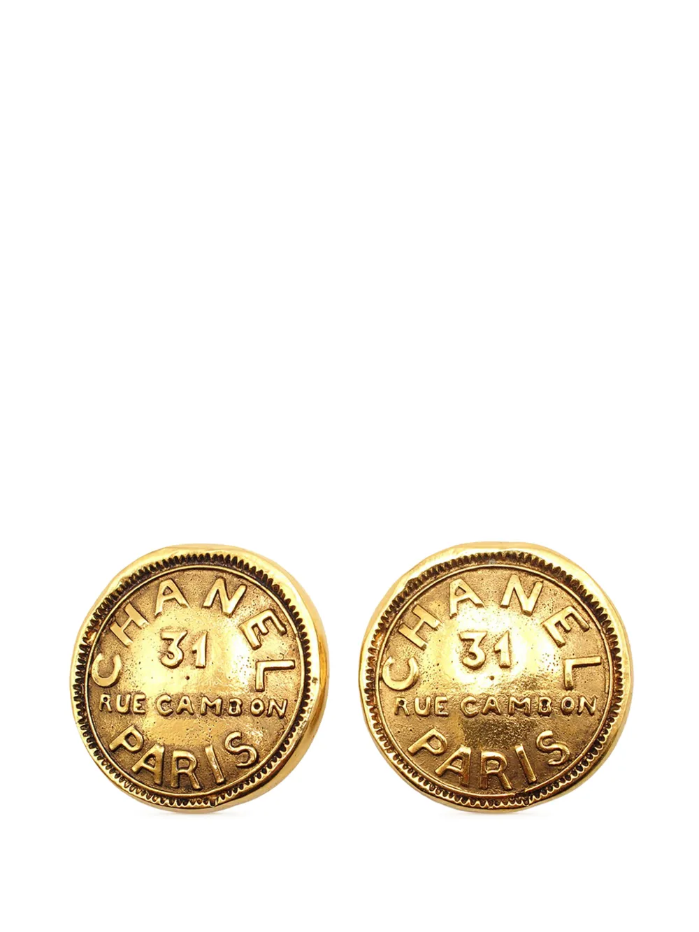 CHANEL Pre-Owned 1970-1980 Gold Plated 31 Rue Cambon Round Clip On Earrings costume earrings - Oro