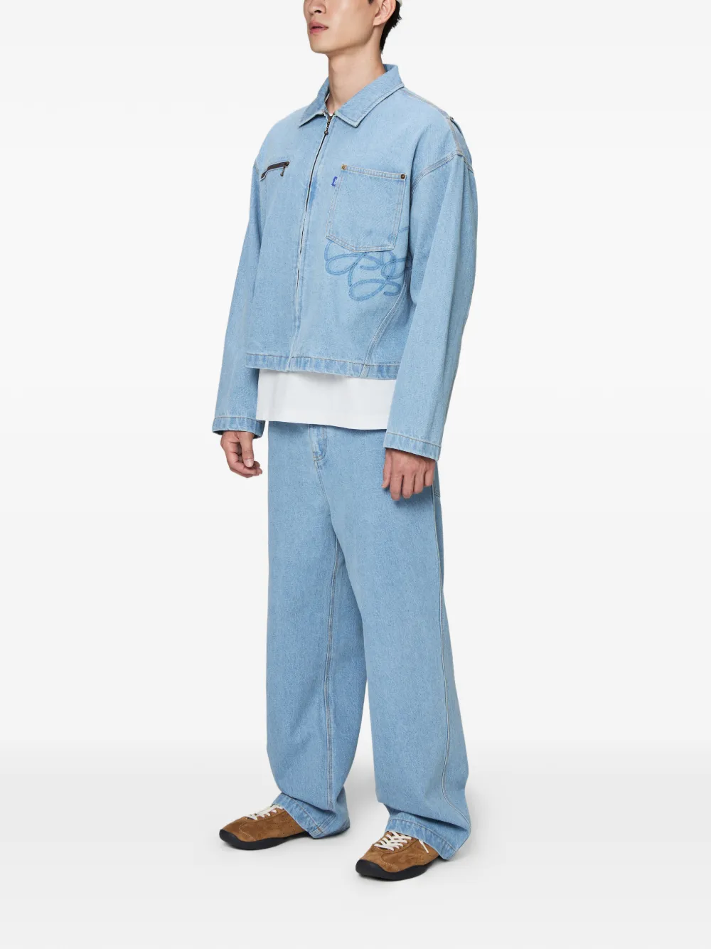 Off Duty Zip Denim Jacket In Blue
