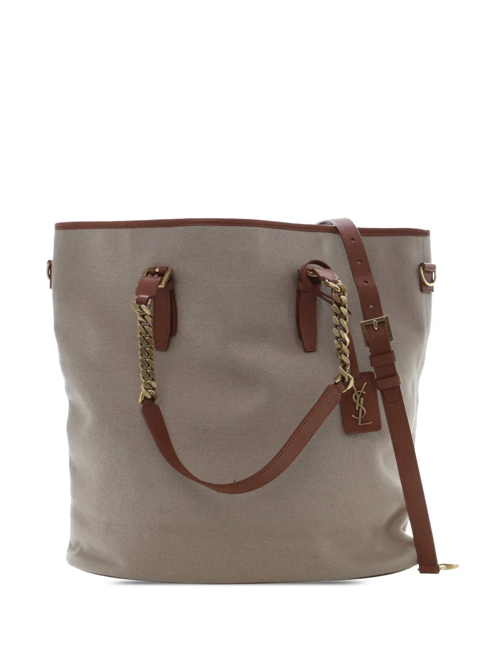 Saint Laurent Pre-Owned 2024 Large Canvas Shopping Tote satchel - Marrone