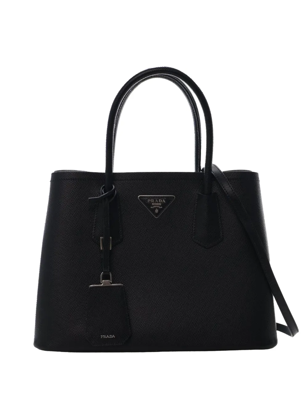 Prada Pre-Owned 2013-2025 Medium Saffiano Cuir Double satchel - Nero