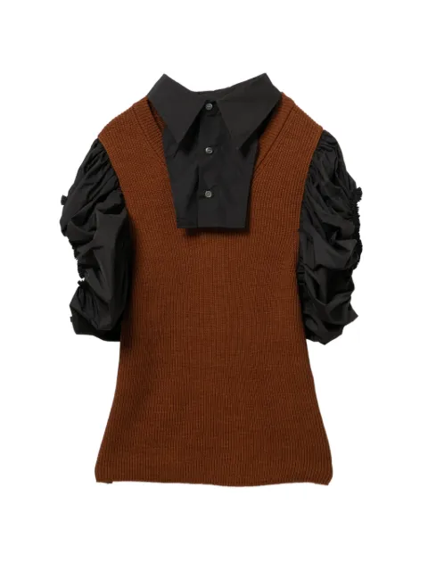 Toga faux-collar ruffled top