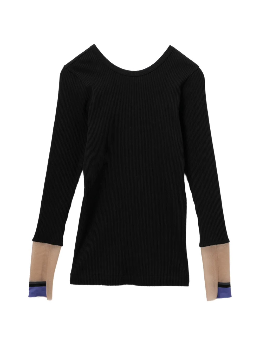 Toga Top a coste con maniche lunghe - Nero